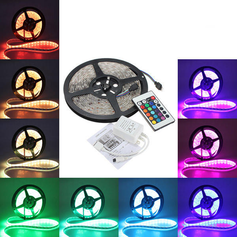 Al aire libre 12V 24V OEM Epistar multicolor RGB LED Strip Kits SMD 5050 300LED por metro Kit de ampolla de raya LED impermeable