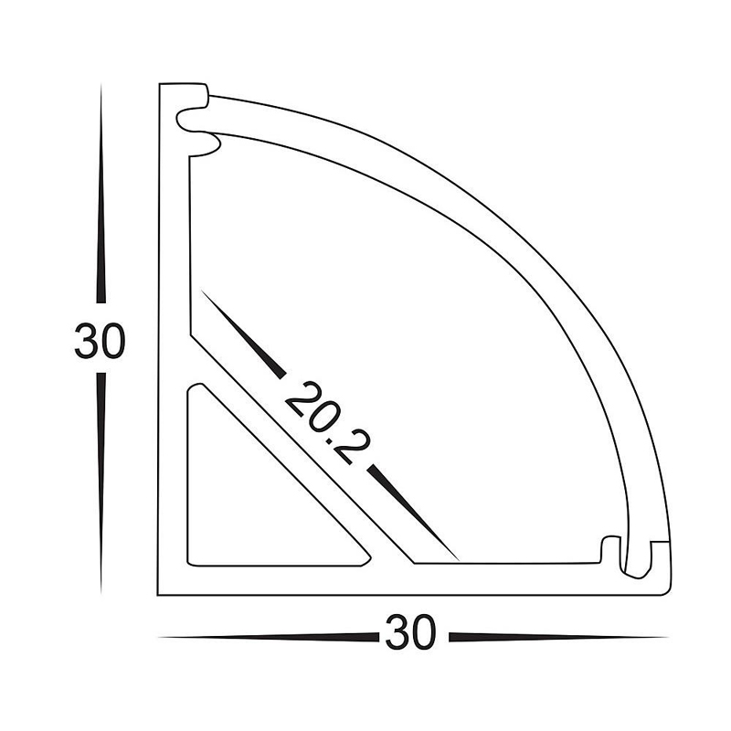 Esquina de luz LED Aluminio Perfil LED 6063-T5 Aleación de aluminio Luz lineal de aluminio