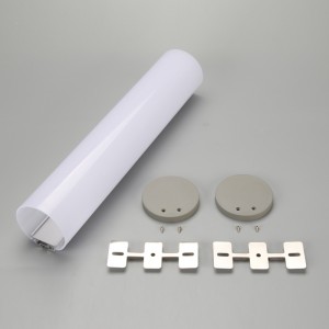 Perfil redondo de aluminio anodizado con luz LED para cinta de luz LED.